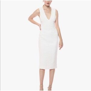 New! Dress the Population Rani White Sequin Midi Dress Small Open Back Bridal
